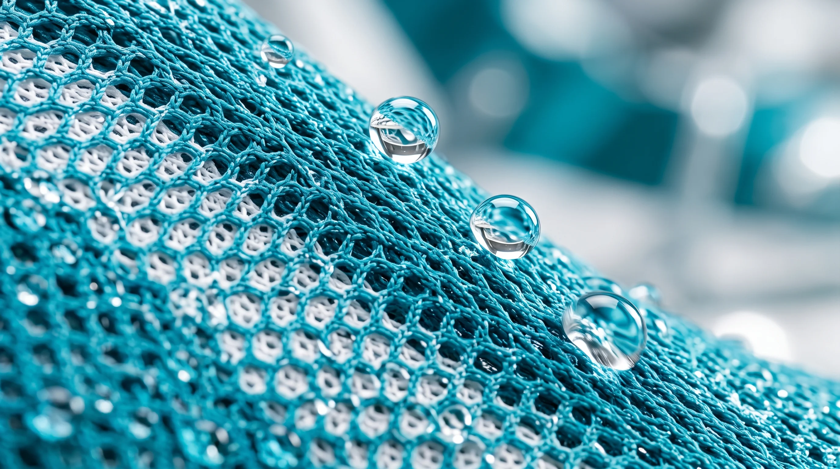 Polyester material's sweat-wicking and hydrophobic properties.webp